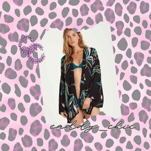 EUC Billabong Parisian Nights Kimono - Black, Size M/L - Retro-Inspired …